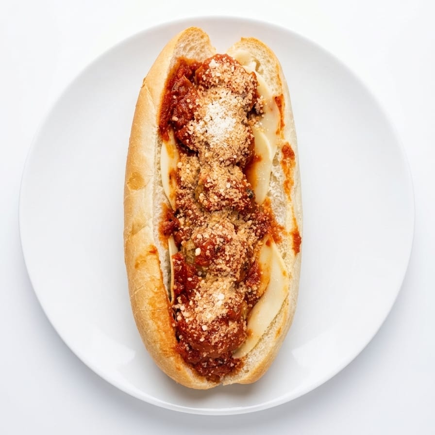 Meatball Parmigiana Sub.